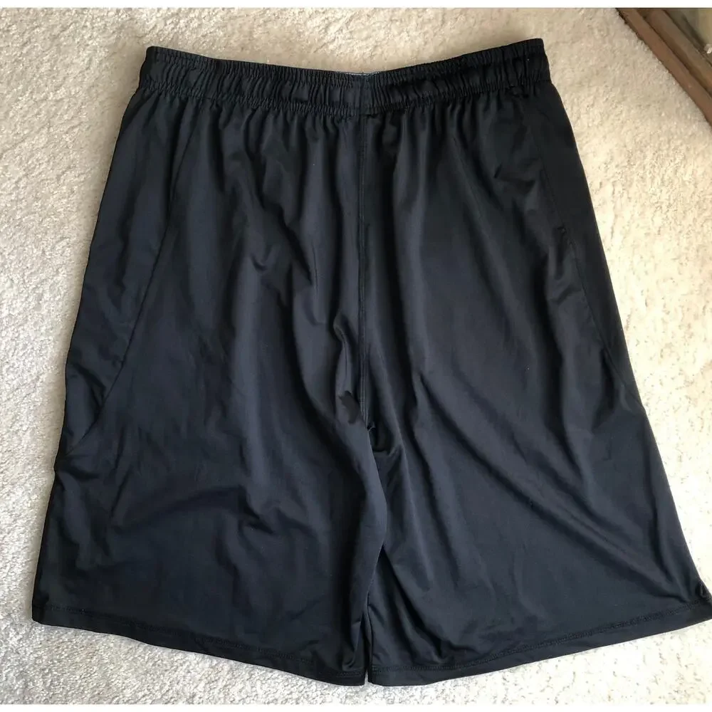 Devops Men's Black Loose-Fit Workout Gym Shorts with Pockets - Large